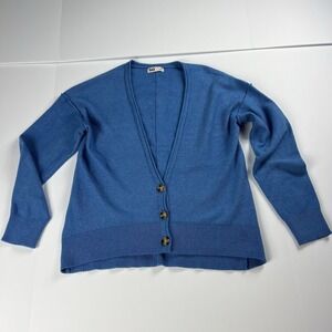 So Oversized Blue Button Cardigan Long sleeve Preppy XS Deep Vneck